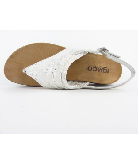 Igi & Co sandalo infradito in pelle laminata stampata bianco