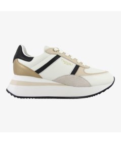 Twinset 242TCP026  Sneakers da donna bianche, nere e oro.