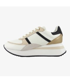 Twinset 242TCP026  Sneakers da donna bianche, nere e oro.