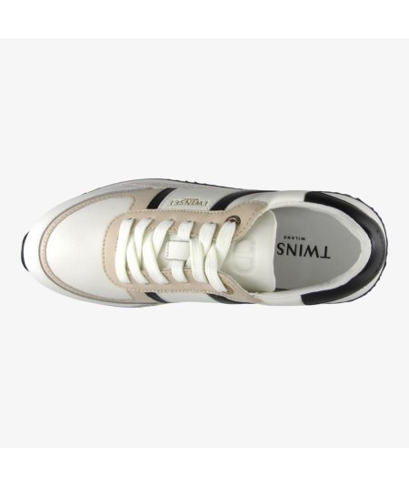Twinset 242TCP026  Sneakers da donna bianche, nere e oro.