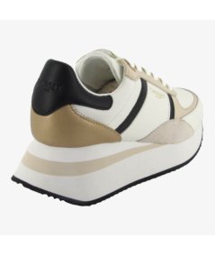 Twinset 242TCP026  Sneakers da donna bianche, nere e oro.