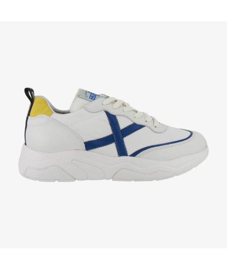 Munich Wave 118 - Sneakers Sportive da Uomo in Tela Bianca con Dettaglio Blu
