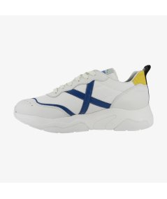 Munich Wave 118 - Sneakers Sportive da Uomo in Tela Bianca con Dettaglio Blu
