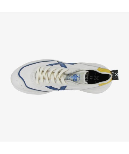 Munich Wave 118 - Sneakers Sportive da Uomo in Tela Bianca con Dettaglio Blu