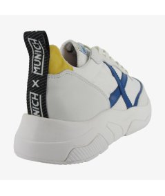 Munich Wave 118 - Sneakers Sportive da Uomo in Tela Bianca con Dettaglio Blu