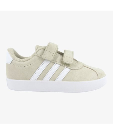 Adidas VL Court 3.0 Scarpe Da Bambino in Camoscio con Doppio Strappo Beige