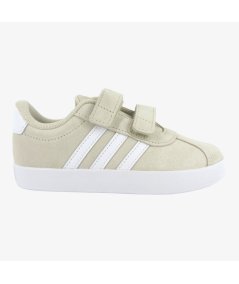 Adidas VL Court 3.0 Scarpe Da Bambino in Camoscio con Doppio Strappo Beige