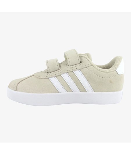 Adidas VL Court 3.0 Scarpe Da Bambino in Camoscio con Doppio Strappo Beige