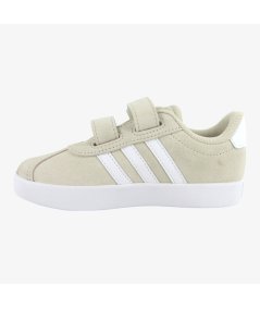 Adidas VL Court 3.0 Scarpe Da Bambino in Camoscio con Doppio Strappo Beige