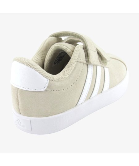 Adidas VL Court 3.0 Scarpe Da Bambino in Camoscio con Doppio Strappo Beige