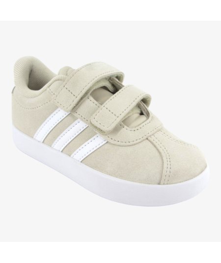Adidas VL Court 3.0 Scarpe Da Bambino in Camoscio con Doppio Strappo Beige