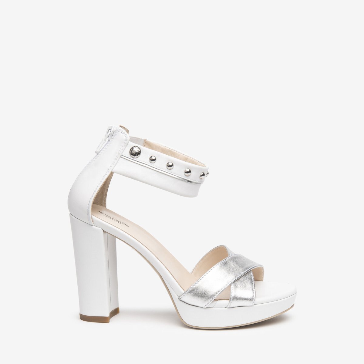Nero Giardini Oxigen Argento Tgri Bianco - Sandalo Donna Tacco