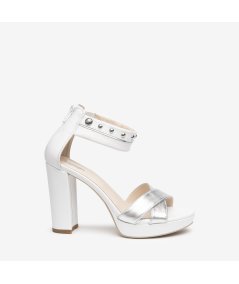 Nero Giardini Oxigen Argento Tgri Bianco - Sandalo Donna Tacco