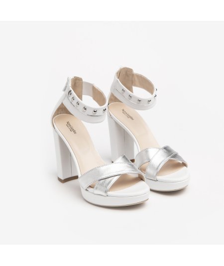 Nero Giardini Oxigen Argento Tgri Bianco - Sandalo Donna Tacco
