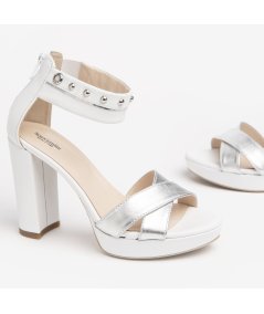 Nero Giardini Oxigen Argento Tgri Bianco - Sandalo Donna Tacco