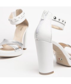 Nero Giardini Oxigen Argento Tgri Bianco - Sandalo Donna Tacco