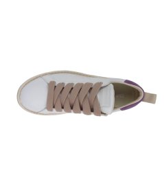 Panchic P01 - Sneakers Casual da Donna in Pelle Bianca con Dettaglio Viola
