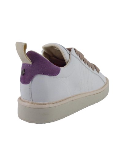Panchic P01 - Sneakers Casual da Donna in Pelle Bianca con Dettaglio Viola