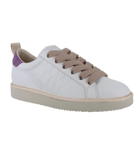 Panchic P01 - Sneakers Casual da Donna in Pelle Bianca con Dettaglio Viola