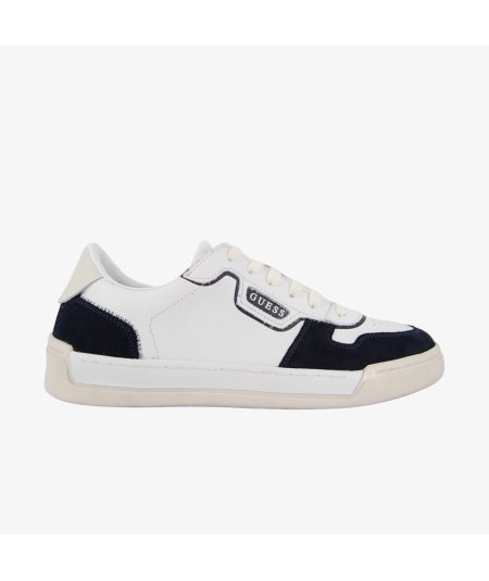 Guess Strave Vintage - Sneakers Casual da Uomo in Pelle Bianca e Camoscio Blu