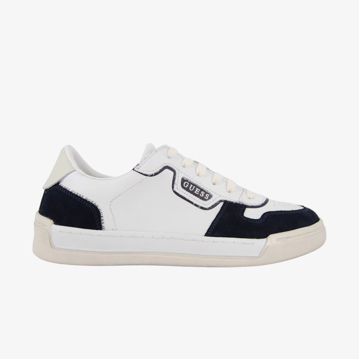 Guess Strave Vintage - Sneakers Casual da Uomo in Pelle Bianca e Camoscio Blu