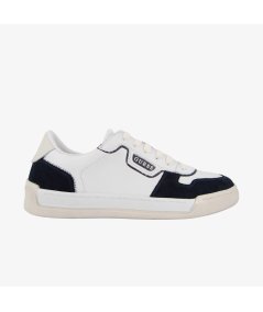 Guess Strave Vintage - Sneakers Casual da Uomo in Pelle Bianca e Camoscio Blu