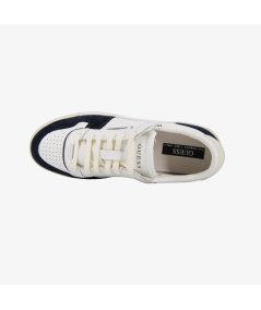 Guess Strave Vintage - Sneakers Casual da Uomo in Pelle Bianca e Camoscio Blu
