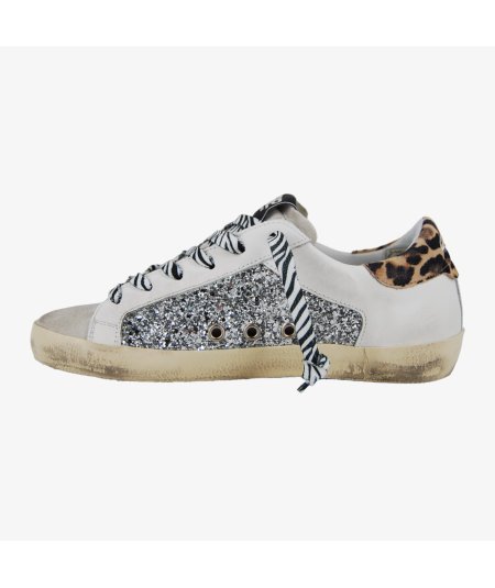 4B12 Suprime DB75 - Sneakers Donna con Glitterato e Dettaglio Animalier