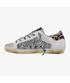 4B12 Suprime DB75 - Sneakers Donna con Glitterato e Dettaglio Animalier