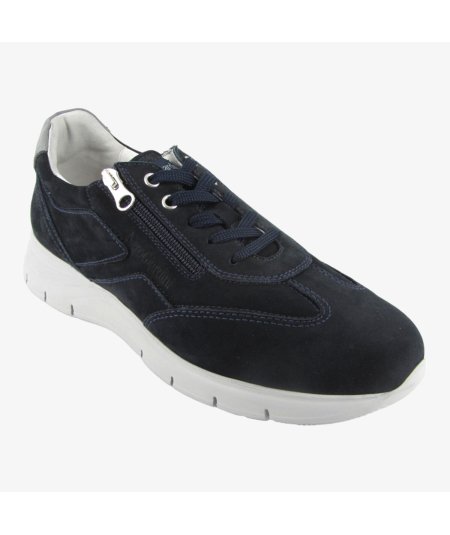 NeroGiardini E302811U - Sneakers da Uomo in Pelle con ZIP Laterale Blu