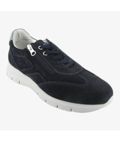 NeroGiardini E302811U - Sneakers da Uomo in Pelle con ZIP Laterale Blu