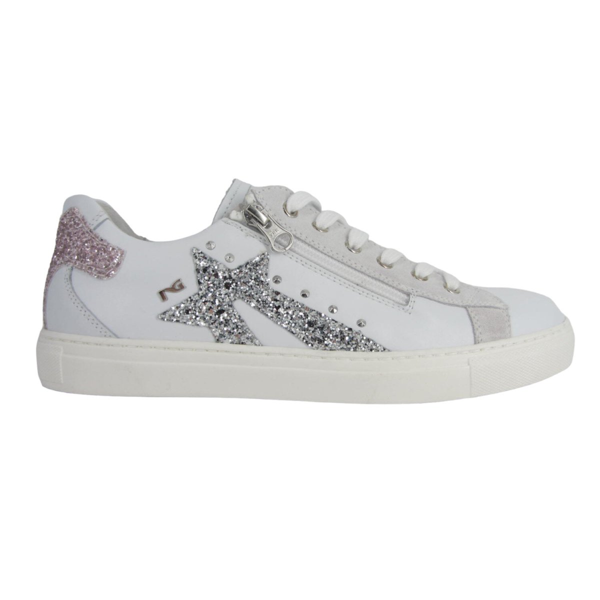 NeroGiardini E306504D - Sneakers Donna con Glitter e ZIP Laterale