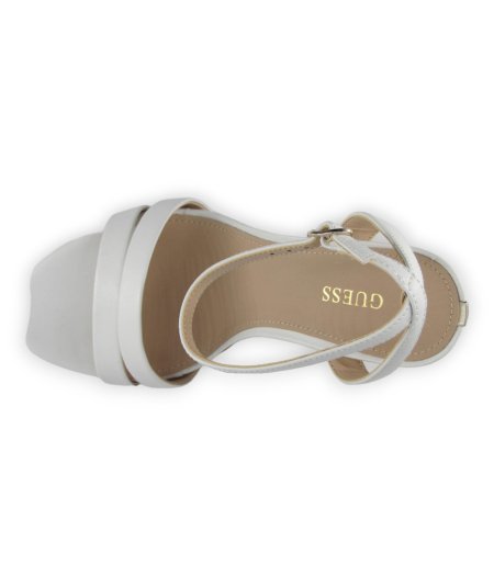 Guess Fynlee - Sandalo Elegante da Donna in Pelle Total White Tacco a Blocco 100