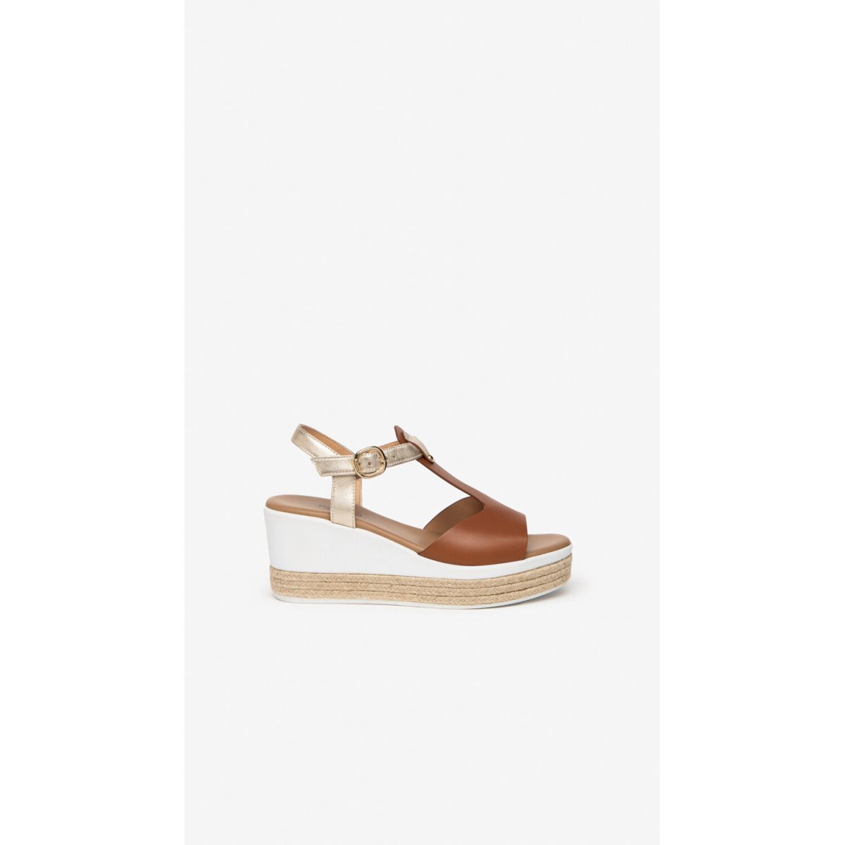 NeroGiardini E307712D - Sandalo da Donna in Pelle con Zeppa 70 Cognac