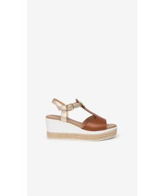 NeroGiardini E307712D - Sandalo da Donna in Pelle con Zeppa 70 Cognac
