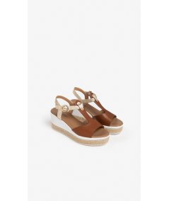 NeroGiardini E307712D - Sandalo da Donna in Pelle con Zeppa 70 Cognac