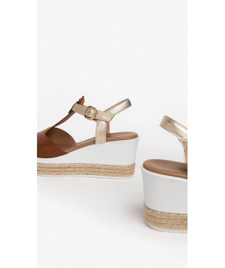 NeroGiardini E307712D - Sandalo da Donna in Pelle con Zeppa 70 Cognac