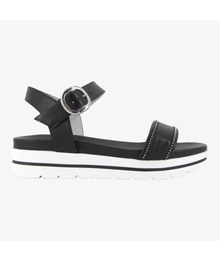 NeroGiardini E307812D - Sandalo da Donna in Pelle Nero con Fascia