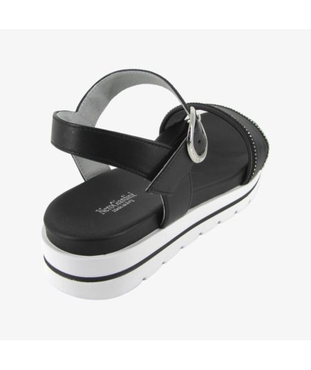 NeroGiardini E307812D - Sandalo da Donna in Pelle Nero con Fascia