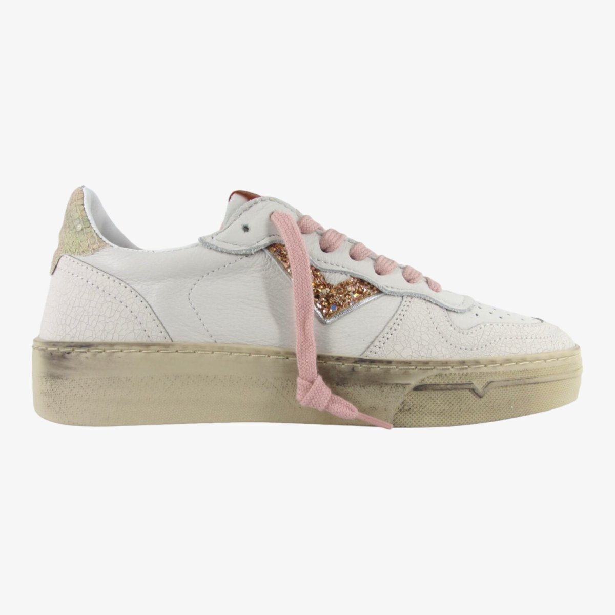4B12 Hyper D815 - Sneakers Donna con Logo Glitter e Suola Sporcata