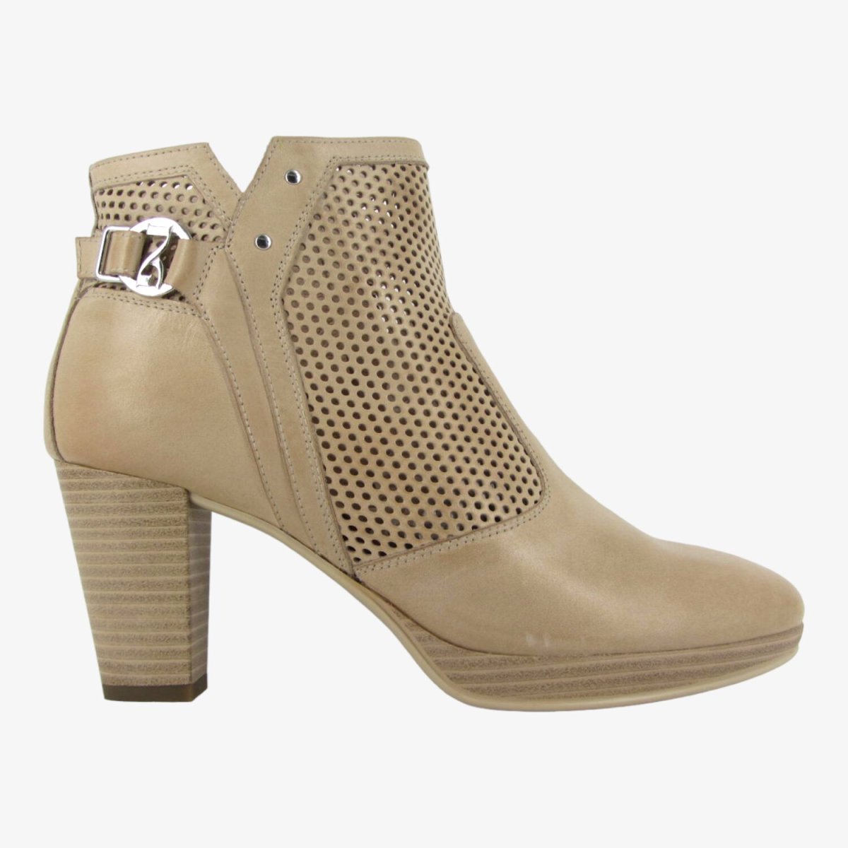 NeroGiardini E409720D - Tronchetto da Donna Traforato con Tacco a Cono