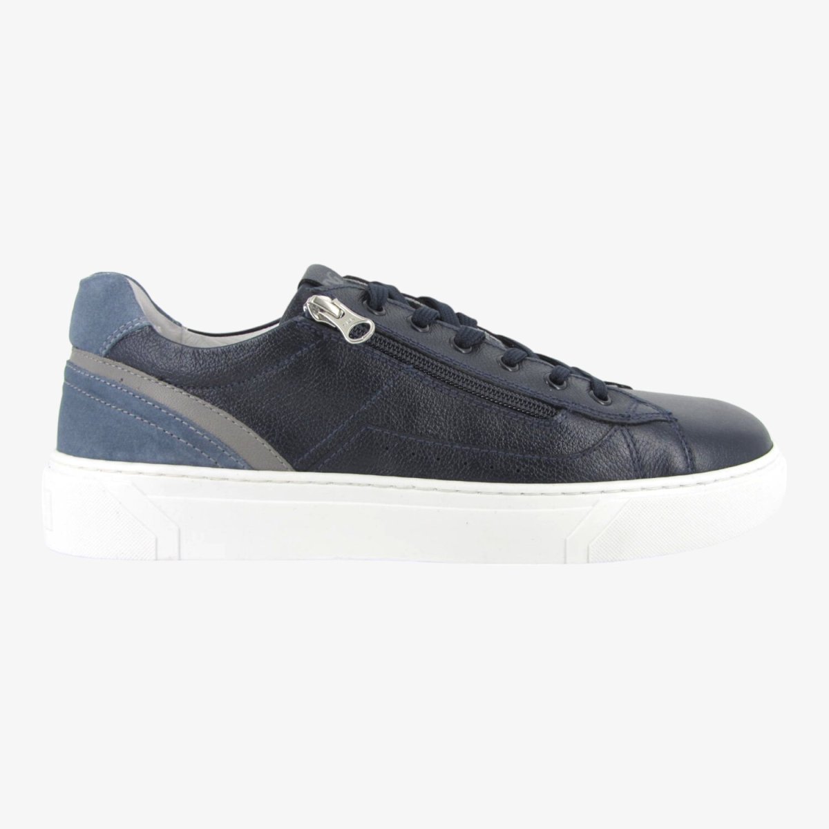 NeroGiardini E400241U - Sneakers da Uomo in Pelle Blu con ZIP