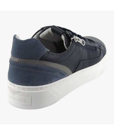 NeroGiardini E400241U - Sneakers da Uomo in Pelle Blu con ZIP