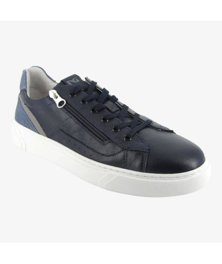NeroGiardini E400241U - Sneakers da Uomo in Pelle Blu con ZIP