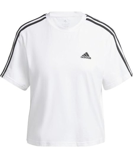Adidas ESSENTIALS 3-STRIPES SINGLE JERSEY CROP Maglietta a Maniche Corte Donna
