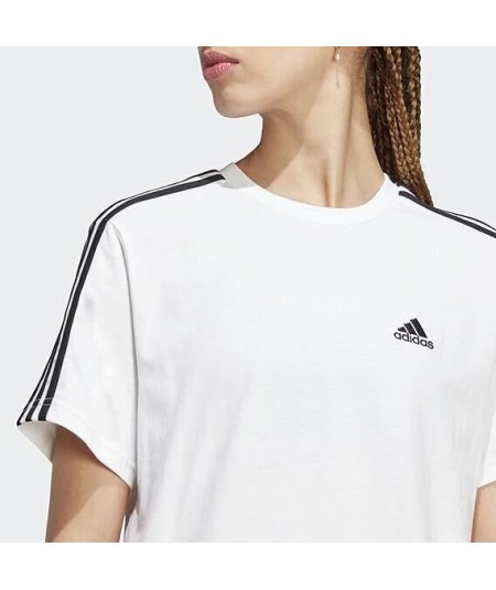 Adidas ESSENTIALS 3-STRIPES SINGLE JERSEY CROP Maglietta a Maniche Corte Donna
