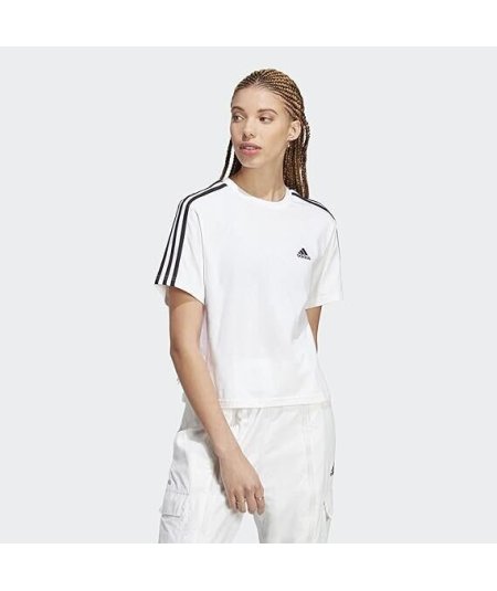 Adidas ESSENTIALS 3-STRIPES SINGLE JERSEY CROP Maglietta a Maniche Corte Donna