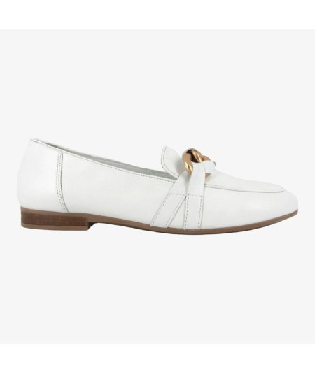 CafèNoir C1EG4111 - Mocassini da Donna in Pelle Bianca con Ornamento a Catena