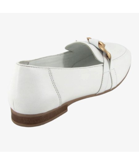 CafèNoir C1EG4111 - Mocassini da Donna in Pelle Bianca con Ornamento a Catena