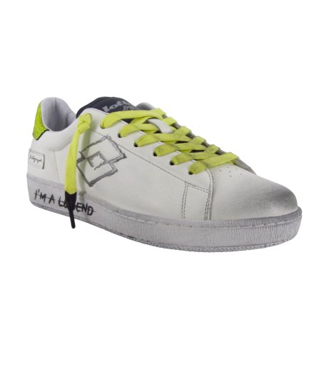 Lotto Autograph Leggenda - Sneakers Casual Uomo in Pelle Bianca Effetto Sporco